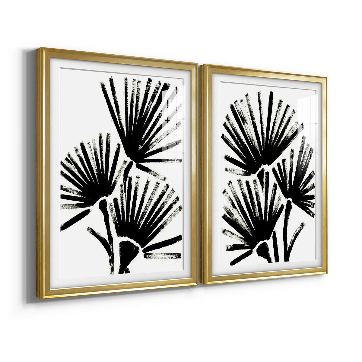 Wexford Home Fan Brush I Premium Framed Print, 18.5" x 24.5" - Ready to Hang, Gold (Set of 2)
