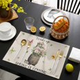 thumbnail image 3 of Rustic Groundhog Placemats Set of 4, Spring Floral Butterfly Botanical Placemats for Dining Table, Place Mats for Kitchen Tabletop, Waterproof Wipeable Dining Table Mats Set, 3 of 9