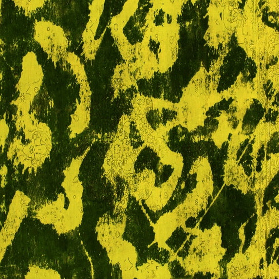 Ahgly Company Indoor Square Abstract Yellow Modern Area Rugs, 5' Square