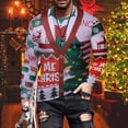 thumbnail image 2 of Blusa informal de manga larga con cuello redondo y estampado navideño para hombre Pompotops  oipoqjl2453, 2 of 7