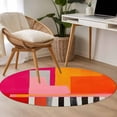 thumbnail image 5 of Pink Orange 3ft Area Rug, Geometric Modern Abstract Oil Painting Washable Non-Slip Small Round Rugs for Entryway Bedroom Kitchen, Soft Circle Carpet for Dining Room, Playroom Nursery Rug, 5 of 9