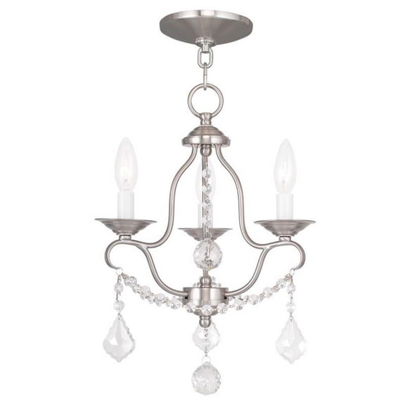 Traditional French Country Three Light Chandelier-Brushed Nickel Finish Bailey Street Home 218-Bel-1261173