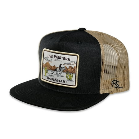 RopeSmart Cowboy Patch Black Trucker Cap