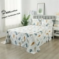 thumbnail image 3 of Lanpei Feather Print Bed Sheet Sets 4Pcs Twin, 100% Cotton Deep Pocket Fitted Sheet Set, Colorful Plume Modern Flat Sheet Set, Neutral Hotel Bedding Set (1 Flat Sheet, 1 Fitted Sheet, 2 Pillowcases), 3 of 8