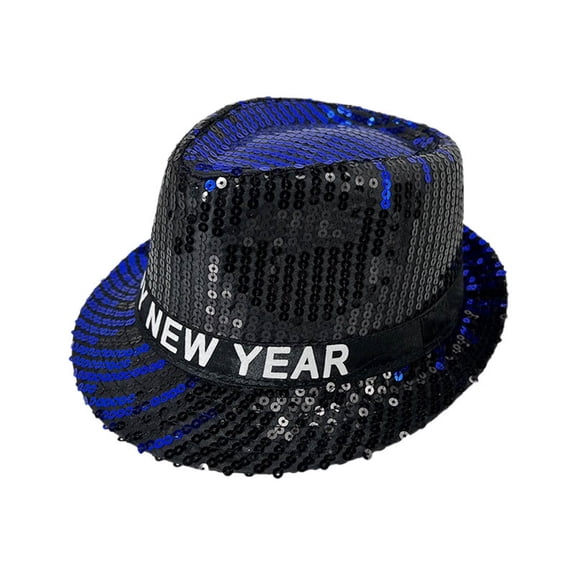 HNMKIU Festive Sequin Jazz Hat Happy Year Celebration Sequin Bucket Hat Party Accessories for Year’s Eve Women's Hats Blue,One Size