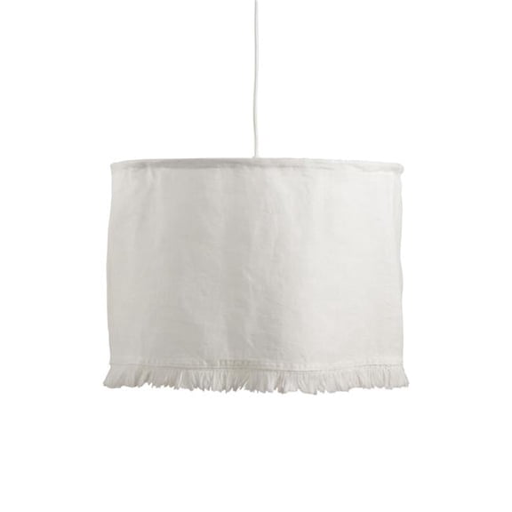 Saro Lifestyle Lamp Shade With Stonewashed Fringe Design Ivory