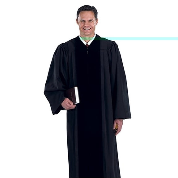 Clergy Robe-Cambridge Pulpit With Velvet Panels-Black-Small Long