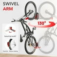 thumbnail image 4 of 2-Pack Swivel Bike Rack Wall Mount, Bike Hangers for Garage, Space-Saving Vertical Bike Holder, Holds up to 77 lbs,  Wall Hanger Storage, No Heavy Lifting Required Indoor Hanging Bike Rack-Red, 4 of 7