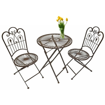 Provence Metal Folding Garden Bistro Set Table Two Chairs Provence Metal Folding Garden Bistro