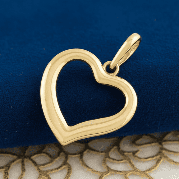 Vinali 14K Solid Yellow Gold Simple Heart Pendant for Women & Teens