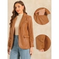 thumbnail image 2 of DARING DIVA Women's Faux Leather Jacket Lapel Collar PU Biker Moto Casual Oversized Blazer XS Caramel, 2 of 6