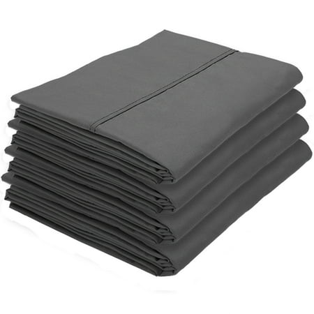 Flannel Standard Pillow Case 4 Pillowcases - Premium 1800 Ultra-Soft Collection - Bulk Pack - Double Brushed - Hypoallergenic - Wrinkle Resistant - Easy Care (Standard - 4 Pack, Gray) ()