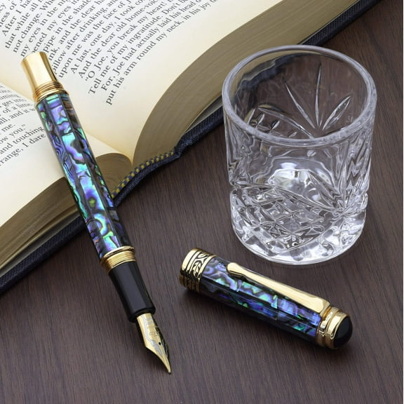 Xezo Xezo Maestro® Paua Abalone Sea Shell Fountain Pen (Medium-Fine 0.45 mm Nib) - 18K Gold Plated