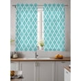 thumbnail image 2 of Quatrefoil Moroccan Pattern Curtains 54 Inch Length, Sheer Curtains for Bedroom Living Room Window Geometric Aqua Morocco Rod Pocket Voile Drapes Kitchen Curtains Small Half Window 52"x54" 2 Panels, 2 of 7