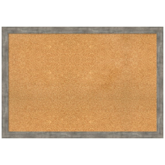 Amanti Art Natural Cork Board Wood Framed Marred Pewter Bulletin Board 39 in. x 27 in.