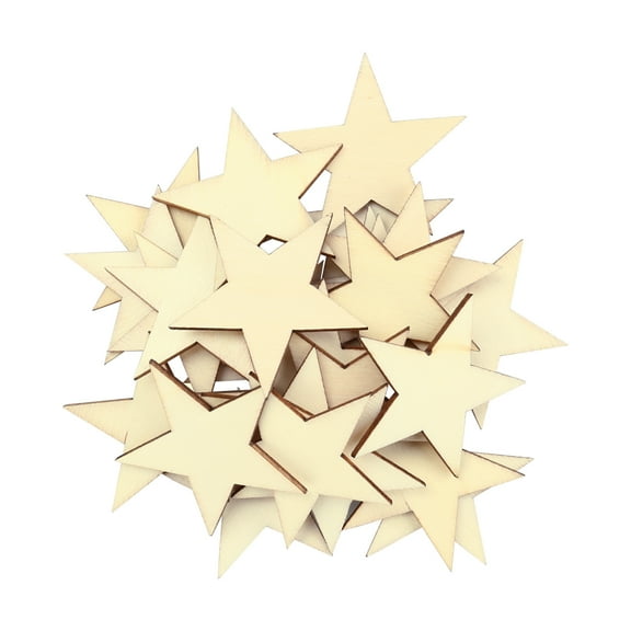 Raindrops Craft Stars 25Pcs Star Cutouts Wooden Embellishments for Art Projects and Scrapbooking