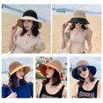 thumbnail image 2 of 100cm Mujeres Verano Contraste Color Para Visera Sombrero Tejido Paja Patchwork Dulce Bowknot Ala Ancha Uv Para Protección Vacaciones Gorra De Playa Plegable, 2 of 5