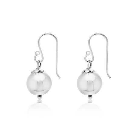 Silver Plated Resin - Sterling Silver 12mm Resin Filled Dangle Ball Earrings