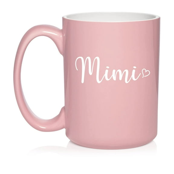 Mimi With Heart Ceramic Coffee Mug Tea Cup Gift (15oz Light Pink)