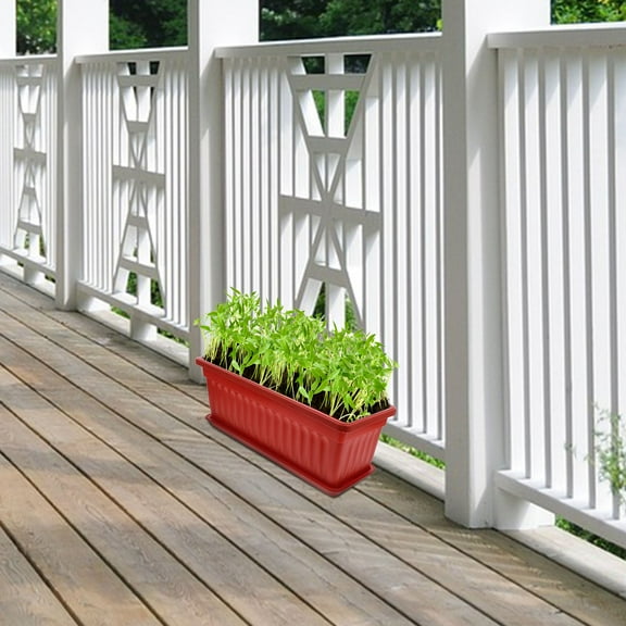 Homoyoyo 2-Pack Large Rectangular Indoor Plant Pots with Drainage Buckets for Healthy Root Growth and Easy Watering