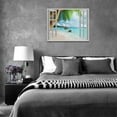 thumbnail image 6 of Beach Bathroom Wall Art Coastal Beach Palm Trees Pictures Wall Decor Blue Sea 3D Window View Canvas Painting Print Artworks Tropical Ocean Nautical Wall Decor Framed for Living Room Bedroom 16"x12", 6 of 6