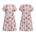 thumbnail image 3 of Bixox Robe d'Été à Manches Courtes pour Femmes Robe Ample Longueur Genou avec Poches-Gâteau aux Fraises, 3 of 7