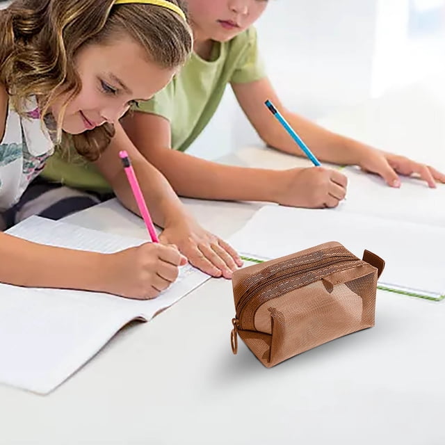 Bolsa de almacenaje pequeña transparente de malla para cosméticos, joyería, papelería y artículos de viaje, ligera, portátil, de doble capa, color verde.