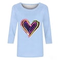 thumbnail image 3 of Mujeres Tres Cuartos de Manga Tops Día de San Valentín Impreso Suelto Cuello Redondo Suéter, Suelto Ajuste Tops para las Mujeres Vestir Fiesta Casual, 3 of 5