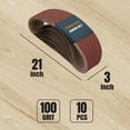 thumbnail image 4 of POWERTEC 10PK 3 x 21 Inch Sanding Belts, 100 Grit Aluminum Oxide Belt Sander Sanding Belt for Portable Belt Sander, Wood & Paint Sanding, Metal Polishing (110440), 4 of 7