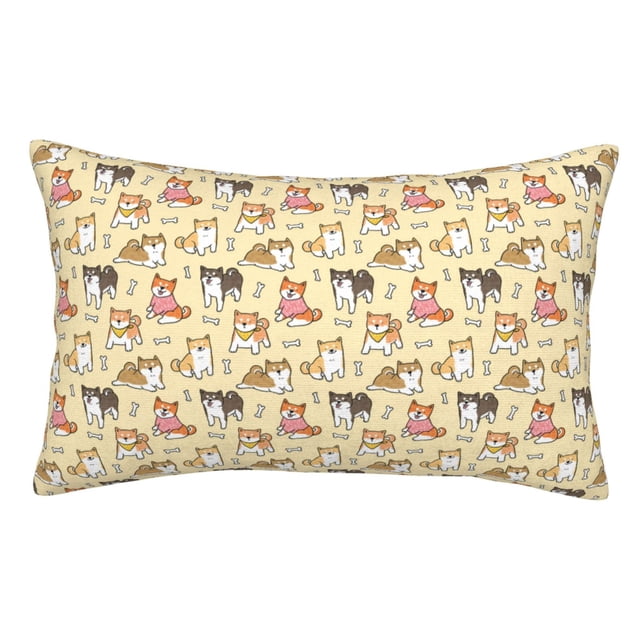 Balery Cartoon Shiba Inu Dog Funda de Cojín Estampada, Regalos para Mujeres, Regalos de Amor para Ella, Regalos para Novia o Esposa, Funda de Almohada-20"x30"