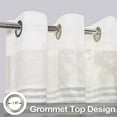 thumbnail image 2 of Sheer Curtains, Room Decorative Splicing Stripe Voile Grommet Sheer Curtain Panels Yarn Dyed Boucle Linen Textured Semi Sheer Window Drapes for Bedroom, 52" W x 63" L,Taupe/Brown,2 Panels, 2 of 7