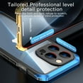 thumbnail image 6 of SaniMore for iPhone 14 Case, Aluminum Alloy Glass Backplane Transparent No-yellow Wireless Charing Slim Lightweight Drop Resistant Shockproof Anti-scratch Military Grade Protective Shell, Blackgold, 6 of 13