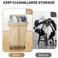 thumbnail image 2 of Laundry Basket with Wheels 320L Hotel Large Clothes Basket with Waterproof Oxford Basket and Sturdy Steel Frame Beige, 2 of 8