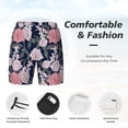 thumbnail image 3 of Yiaed Rose Flowers Print Mens Swim Trunks Bathing Suit Compression Liner Beach Swim Shorts Swimwear Quick Dry Zipper Pocket No-Chafing Board Short-Large, 3 of 6