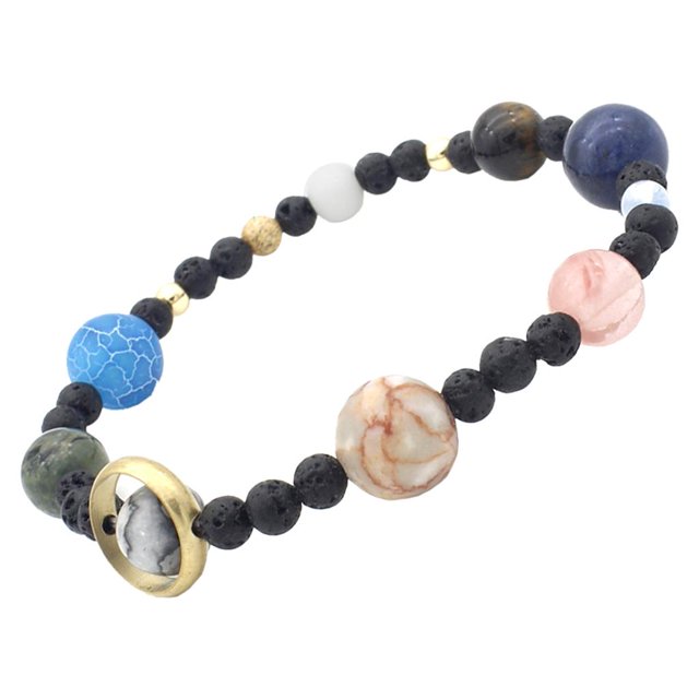 Pulseras de Ocho Planetas de Piedras Naturales Salvador Pulseras de Ocho Elementos Planetarios
