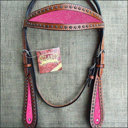 55BH Hilason Western Horse Headstall Bridle American Leather Mahogany