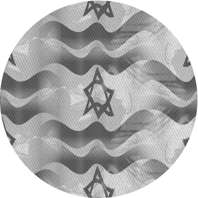 Ahgly Company Tapis de Zone Rond d'Intérieur Lavable à la Machine, Style Transitionnel, Gris Argenté, 7 Pieds Rond