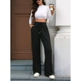 thumbnail image 4 of Pantalones Deportivos Casuales para Mujer, de Pierna , Holgados, con Cordón Ajustable, Cintura Alta, Elásticos y Bolsillos. Negro S, 4 of 9
