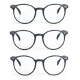 thumbnail image 2 of EYE ZOOM 3 Pack Retro Round Plastic Frame Reading Glasses for Men and Women, Black, +2.50, 2 of 5