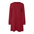 thumbnail image 4 of yocbz Womens Dresses Women Fall Dresses 2025 Long Sleeve Solid Color Crew Neck Long Wedding Guest Dress Red,Size for M, 4 of 5