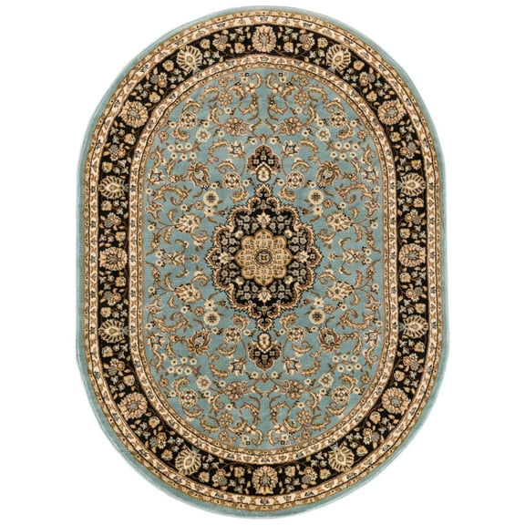 Well Woven Barclay Medallion Kashan Traditional Oriental & Persian Light Blue 6'7" x 9'6" Oval Area Rug