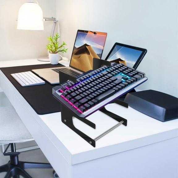 HOMEMAXS Acrylic Keyboard Stand for Desk with Multi Tier Design Black Color Great for Display 7.8x5.9 Inches