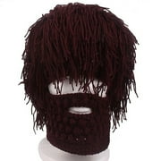 Handmade Knitted Men Winter Crochet Mustache Hat Beard Beanies Face Tassel Bicycle Mask Ski Warm Cap Funny Hat Gift
