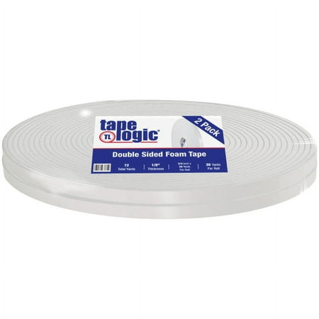 UPC: 0848109022697 | Tape Logic 0.75 in. x 36 yards 0.125 in. White Thick Polyethylene Double Sided Foam Tape – Pack of 2