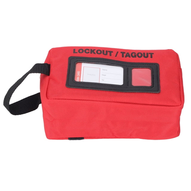 Oxford Polyester Lockout Tagout Storage Bag with Visible Nameplate - Heat & Wrinkle Resistant, Spacious Capacity for Safety Locks, Adjustable Hook & Loop Back for Belt Attachment, Secure Zip Closure