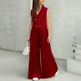 thumbnail image 2 of HBGVBA Girl's 2 Piece Outfit Set,Summer Trendy Suits,2-9 Years Thin Solid Sleeveless Blazer Top Wide Leg Pleated Pants Set, 2 of 5