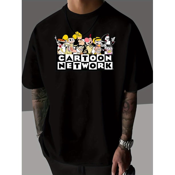 Camiseta informal de algodón para hombre con estampado de Cartoon Network, cuello redondo, manga corta, corte regular, para verano y exteriores.
