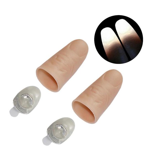 White Light2pcs Party Light Up Glow Thumbs Light Led Flashing Fingers Light Accesorios para trucos de magia