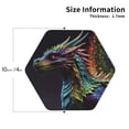 thumbnail image 2 of Honeii Dragon with Colorful Tail Print Leather Coaster Set of 4, Ideal for Safeguarding Your Furniture from Drinks Spills and Effortless Cleanup-Hexagon, 2 of 6