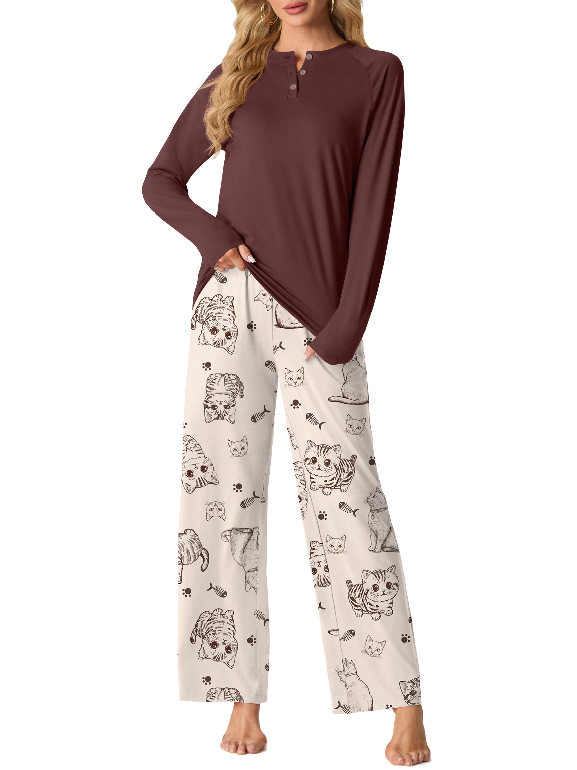 MINTREUS Women's Long Sleeve Pajama Set with Pockets photo 1